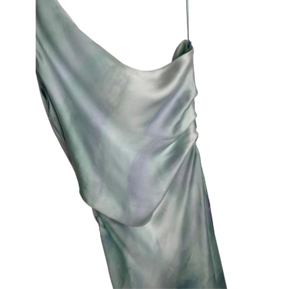 Zara Mint Green Satin One-Shoulder Midi Dress - Picture 6 of 12